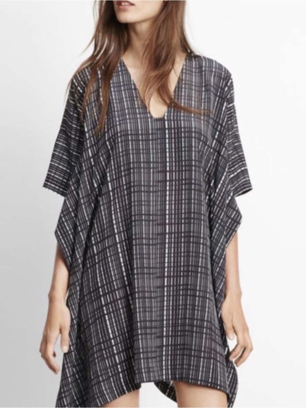 Vince interlace print silk v neck dress